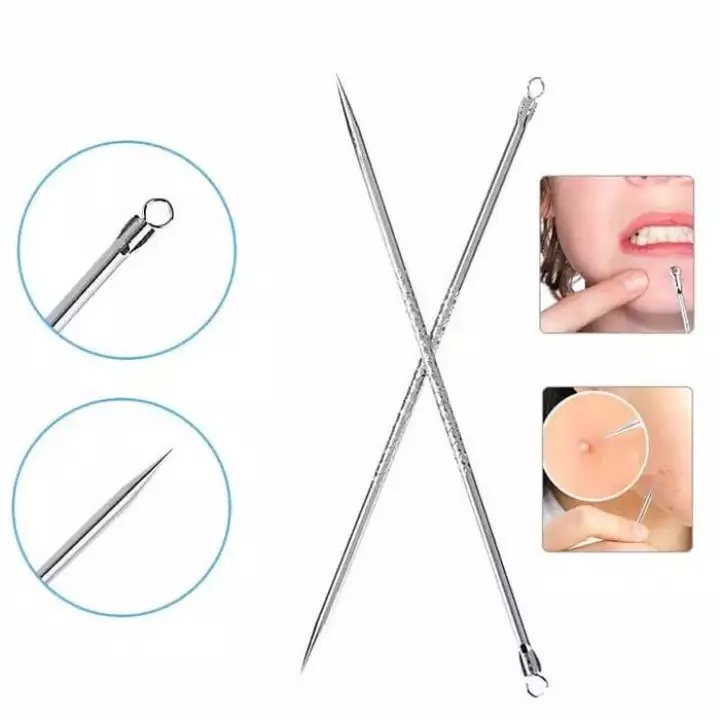 Komedo Extractor Manual Pencetan Jerawat Komedo Pimple Blackhead Popper Acne Alat Pengeluar Pencet Jarum Pinset Jerawat Isi 2 Pcs