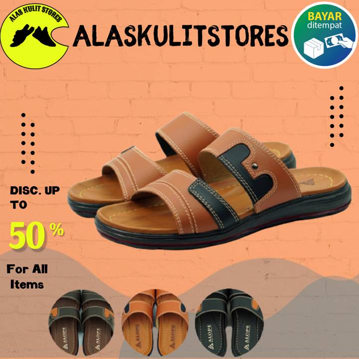 Sandal Kulit Pria Original Branded 100% Ori Sendal Pakalolo Slip On Selop Slide Dewasa Kasual Murah
