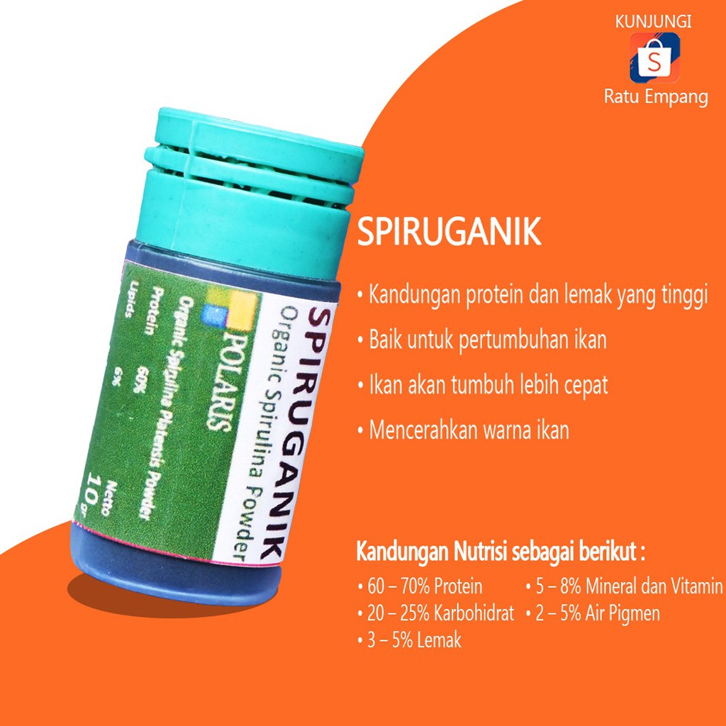 SPIRULINA IKAN 10 GR / SPIRULINA POWDER / SPIRULINA BUBUK IKAN / SPIRUGANIK PAKAN IKAN