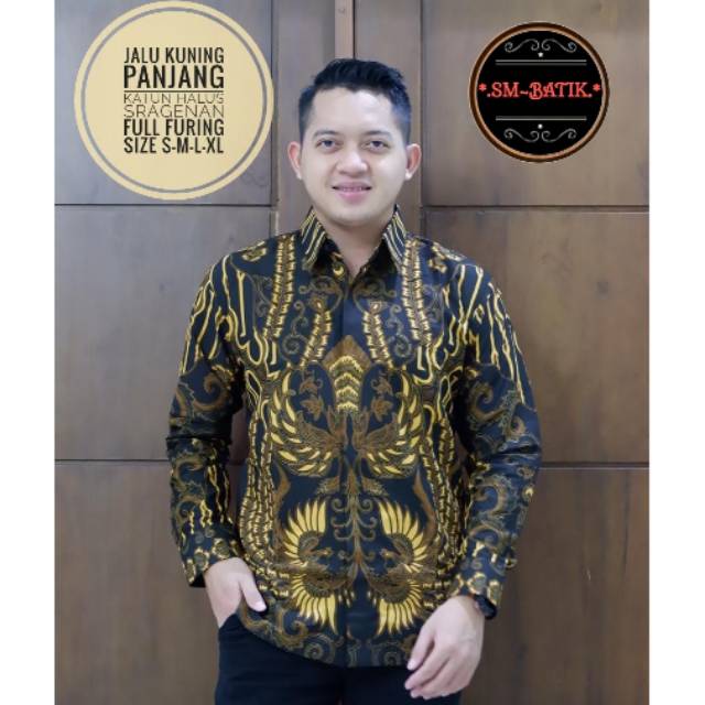 SM Batik - Jalu Kuning - Atasan Batik Pria - Lengan Panjang - Katun Sragenan Halus - Full Furing