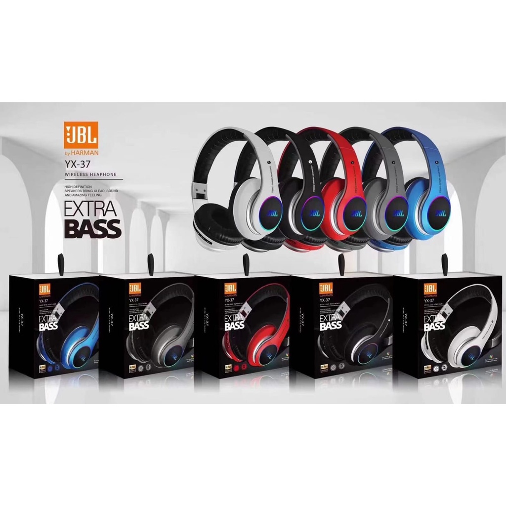 Headphone JBL Wireless / Bluetooth LED Ekstra Bass YX-37