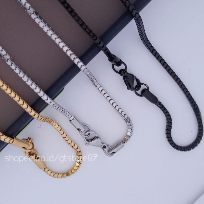 Kalung Titanium Pria Wanita Cowok Cewek Kalung Anti Karat Kalung Milano kaca