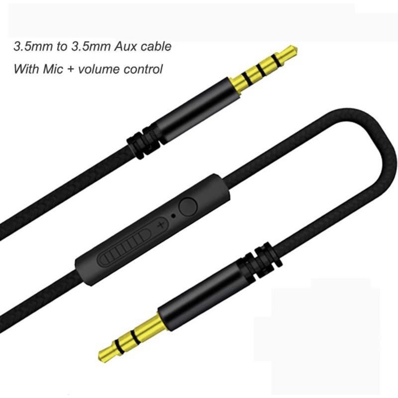 Kabel AUX With Microphone + Volume Jack 1x1 Kabel Audio Jack 3,5mm