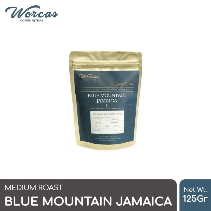 

(BISA COD) WORCAS Arabica Coffee Blue Mountain Jamaica 125gr Medium Roasted - KOPI BIJI