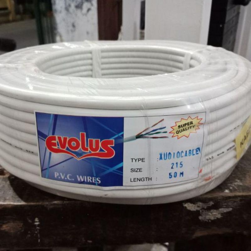 Kabel Listrik 2x1.5mm Serabut Tebal EVOLUS 50M Hitam / Putih / Hyo-Nyyhyo 2x1.5mm 50 Meter Evolus Hitam &amp; putih