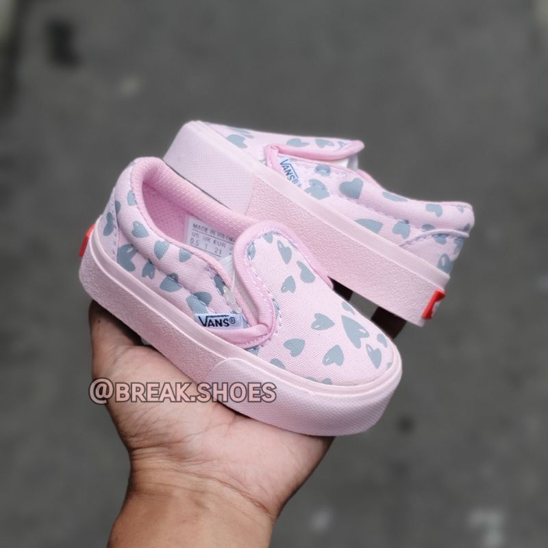 Sepatu anak slip on/oldskool pink love KeCe sepatu anak perempuan