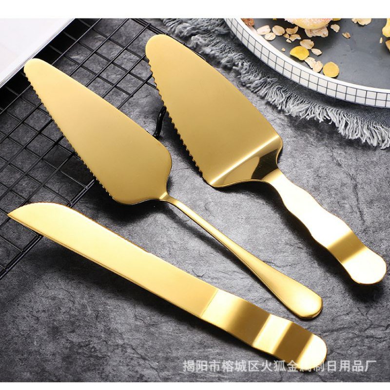 PISAU CAKE / PEMOTONG KUE / PISAU KUE GOLD / SENDOK CAKE GOLD