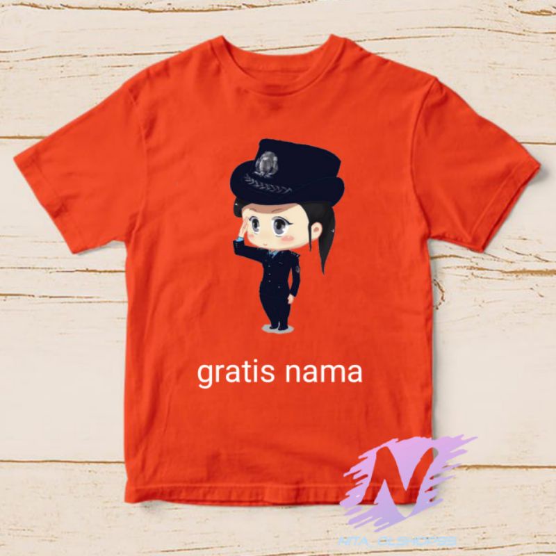 kaos anak animasi polisi perempuan gratis nama