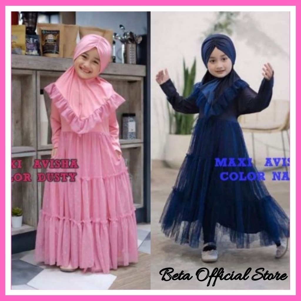 Gamis Anak Ulang Tahun Usia Umur 4 5 6 7 Tahun BISA COD FREE Jilbab Maxi Dress Avisha Anak Perempuan