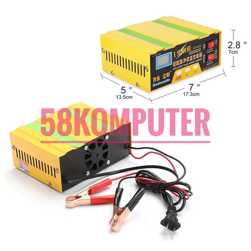 Taffware Charger cas Aki Mobil motor 105W 12-24V 12A 200Ah With LCD Foxsur Charger Aki Mobil Motor 105W 12-24V 12A 200Ah with LCD