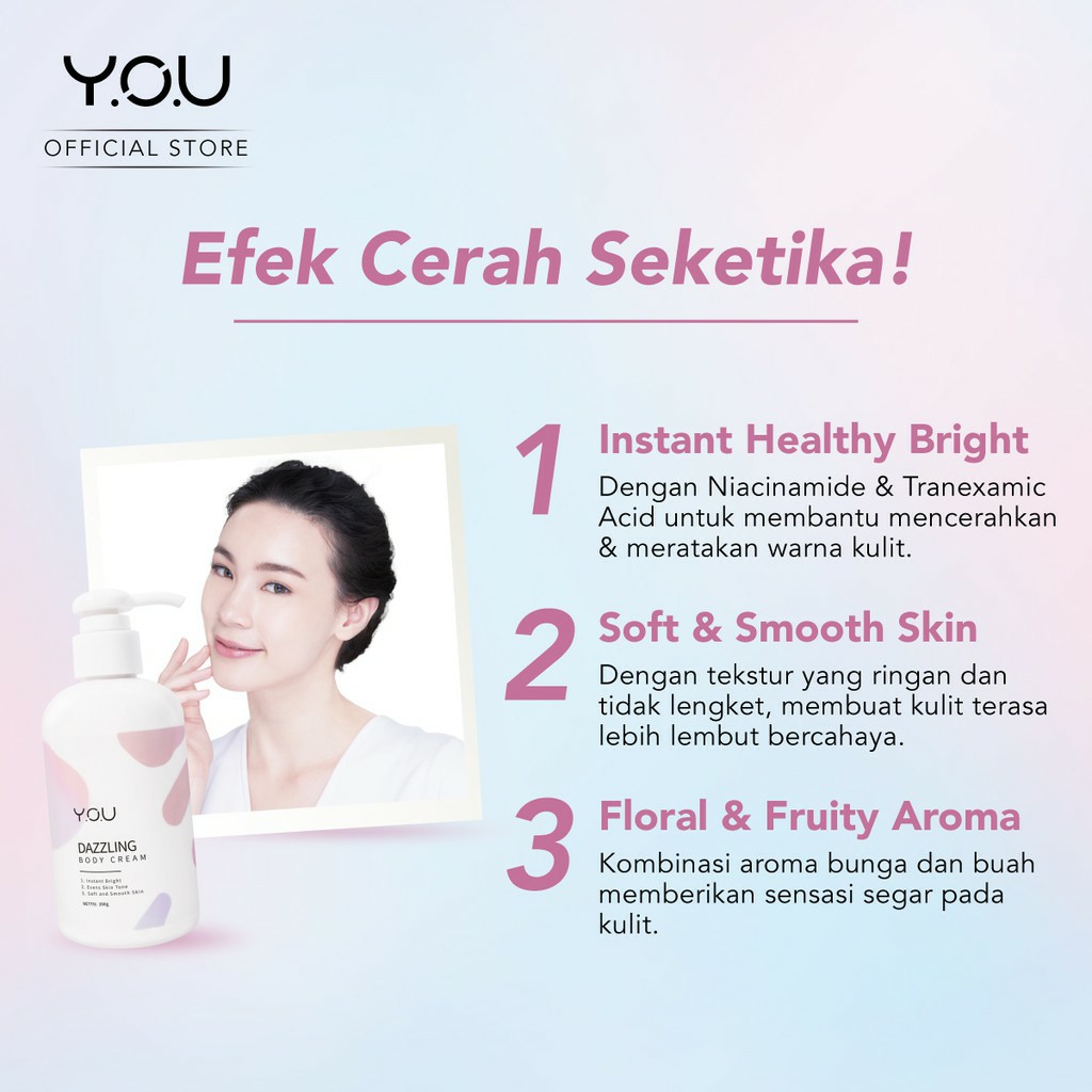 NEW !!! [ORIGINAL] YOU Dazzling Tone Up Body Cream (Kulit Cerah Seketika) COD PRILLY BODY CREAM YOU