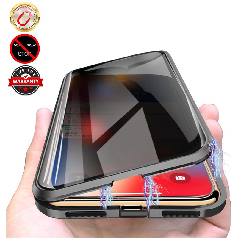 Case Tempered Glass Magnetik Pelindung 360 Derajat Untuk IPhone 12 11 Pro XS MAX XR 7 8 Plus SE