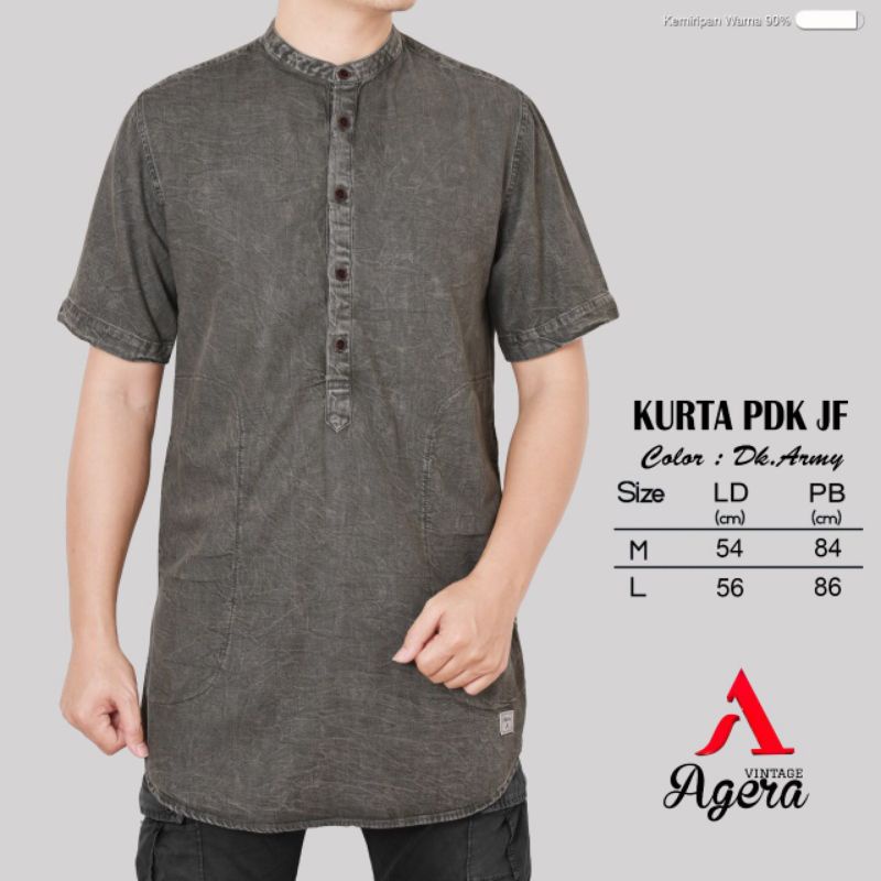 BAJU KURTA KEMEJA KOKO PRIA LENGAN PENDEK COTTON JF DENIM LIMITED ONLY SAJUAK &amp; AGERA VINTAGE