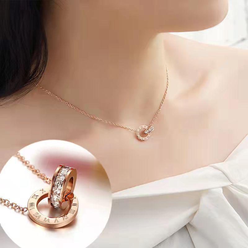 COD! kalung titanium wanita love full mata anti karat / kalung love full mata import