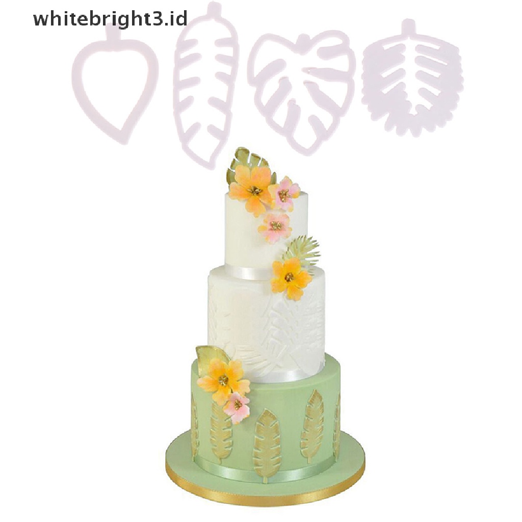 (whitebright3.id) 4pcs / set Cetakan Kue / Permen / Biskuit Bentuk Daun Tropis DIY