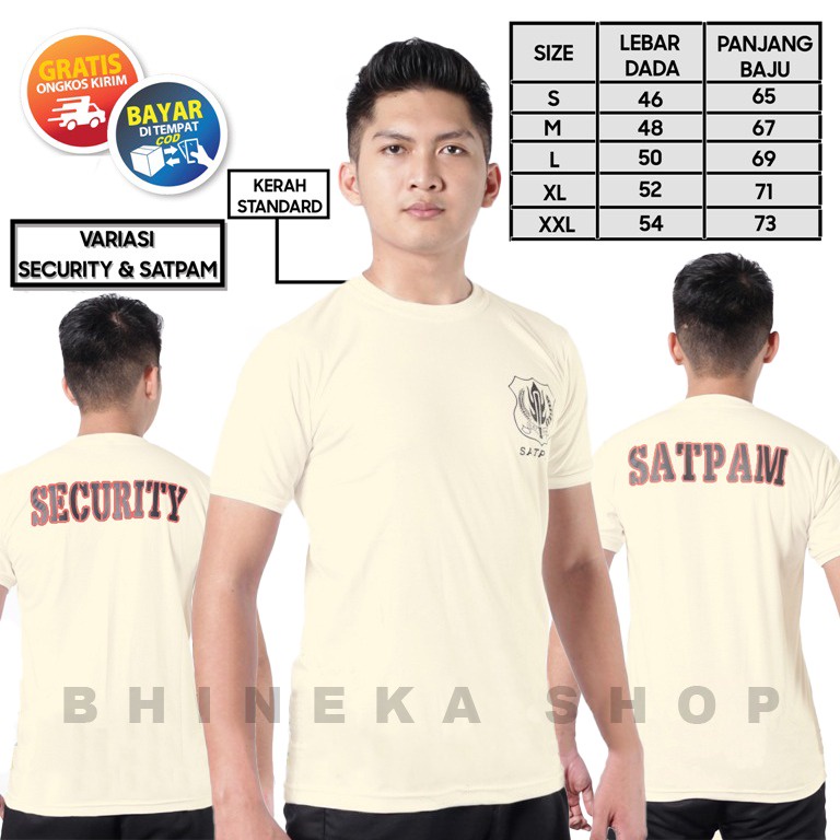 Kaos Satpam Terbaru Warna Cream Kerah Pendek Kaos Security Warna Cream Kaos Dalam Satpam Terbaru