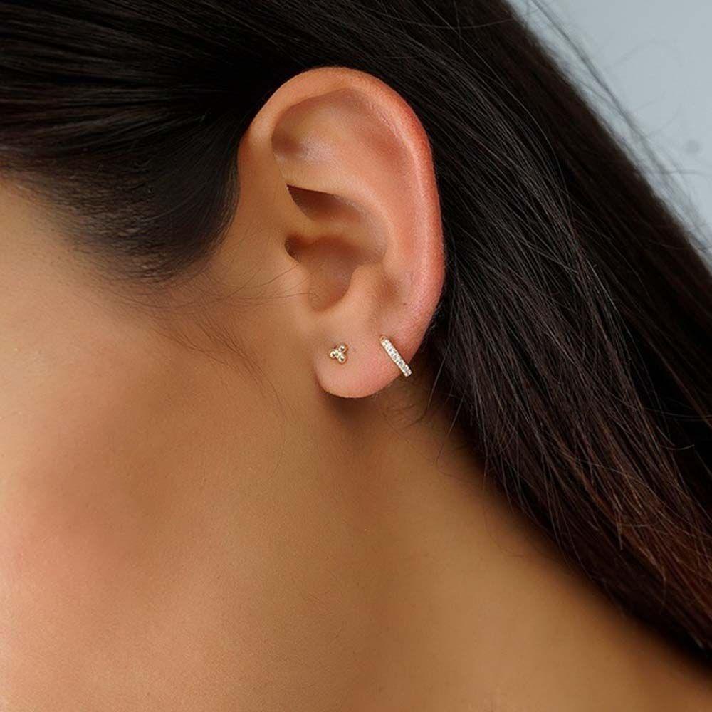 Mxbeauty Anting Hoop Punk Septum Sederhana Tindik Tubuh Bulat Lingkaran Huggie Berlian Imitasi Zirkon Skinny Stud Earrings