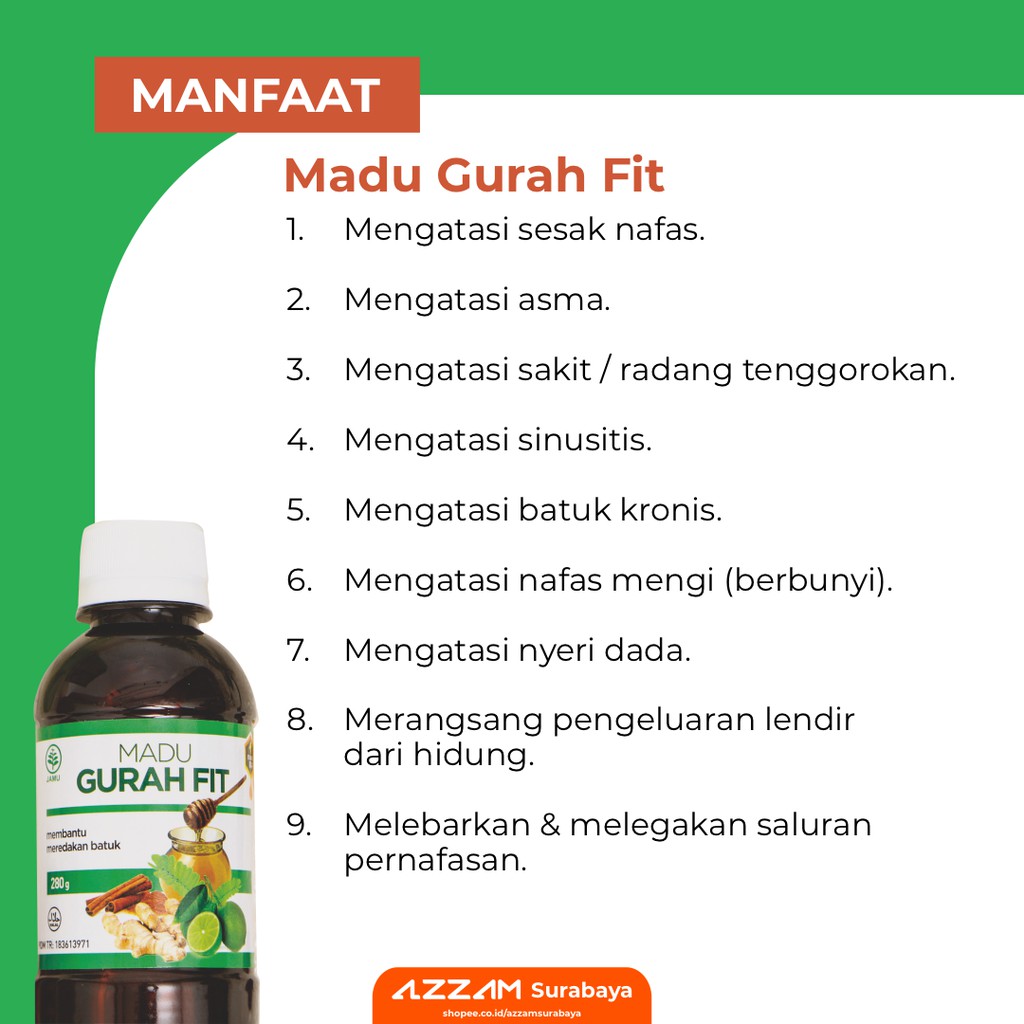 Madu Gurah Fit Obat Sesak Nafas Bronkitis Sinusitis Radang Tenggorokan-1