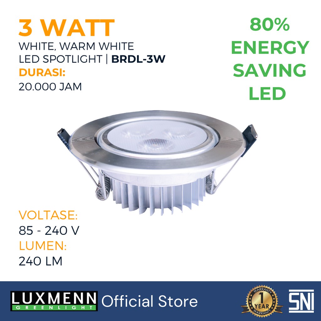 Luxmenn Led / Lampu Sorot Spotlight BRDLN-3Watt