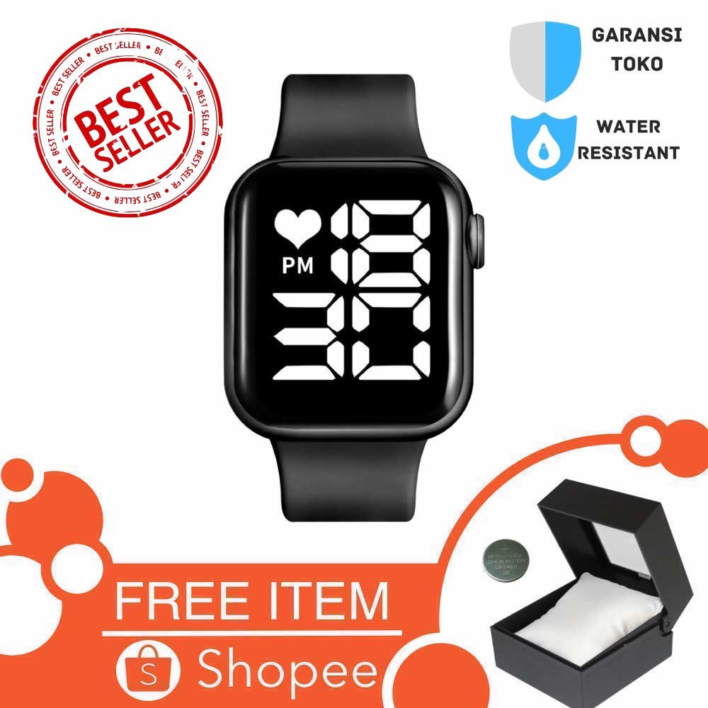 ❤LED Watch Series 6❤ Water Resistant 50 m - Jam Tangan Digital Pria &amp; Wanita Rubber ( Group ) FREE