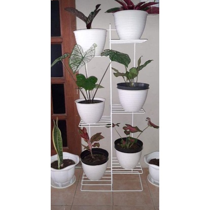 Rak bunga besi minimalis 6 pot