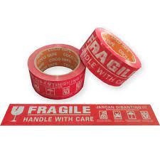 

Lakban Fragile Merah / Lakban OPP Fragile / Lakban Barang Pecah Belah