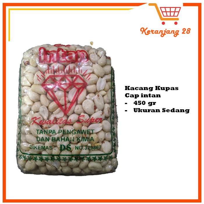 

Kacang Tanah Kupas Cap Intan / Ukuran Sedang / 450gr