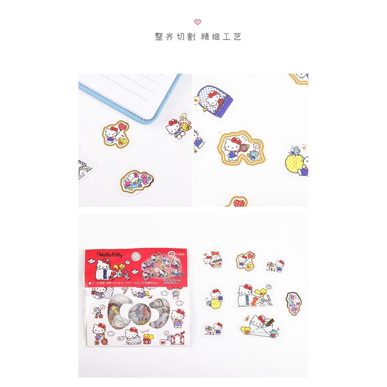 STICKER AESTHETIC 1 SET 45PCS KUROMI HELLO KITTY TWIN STARS MELODY CINNAMOROLL POMPOMPURIN NOTES STICKER KERTAS LABEL STIKER