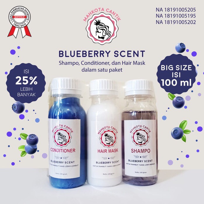 SHAMPO PELURUS RAMBUT 3 in 1 MAHKOTA CANTIK bpom ukuran besar 100ml