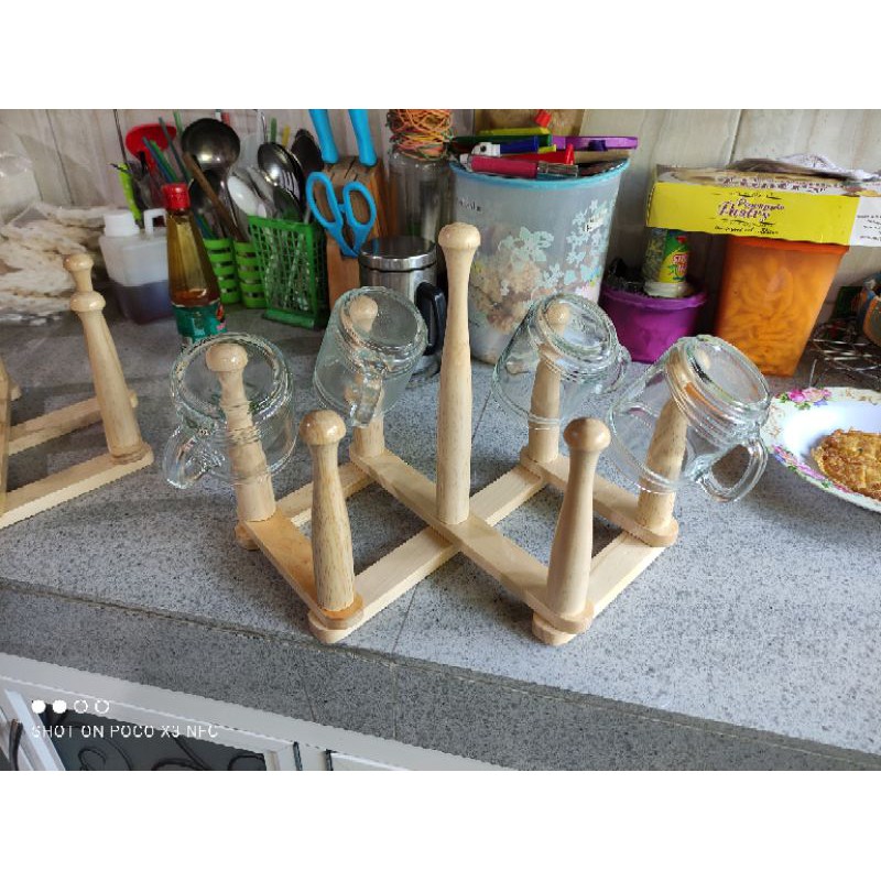 Rak Gelas Kayu / Tempat Gelas Kayu / Rak Gelas Cangkir / Mug Holder Kayu