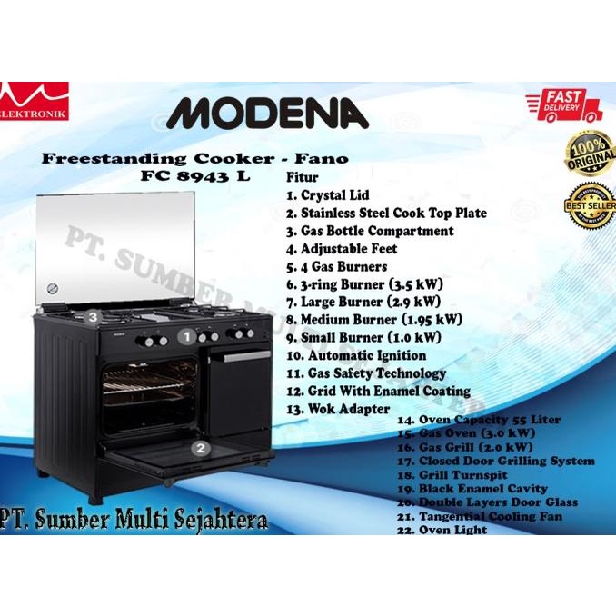 Jual Kompor Gas Freestanding Cooker Modena Fc L Shopee Indonesia