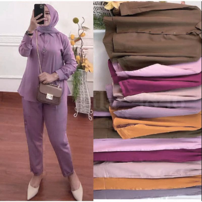 ONE SET RAYON PREMIUM SETELAN WANITA-Lavender