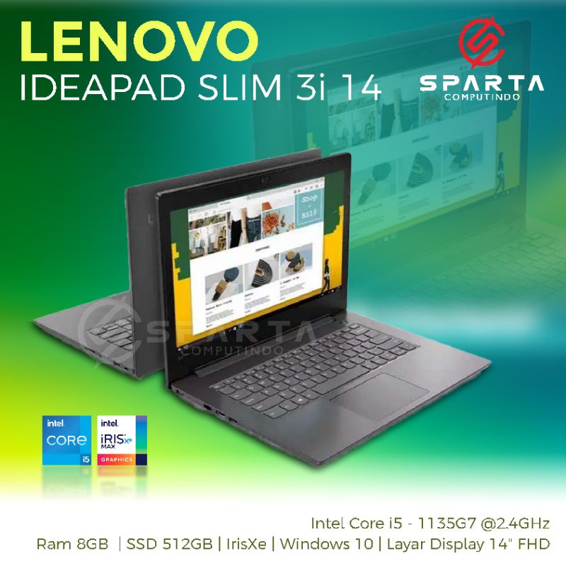 LAPTOP LENOVO IDEAPAD SLIM 3i 14 INTEL CORE i5-1135G7 @2.4 GHz RAM 8GB SSD 512GB IRISXE