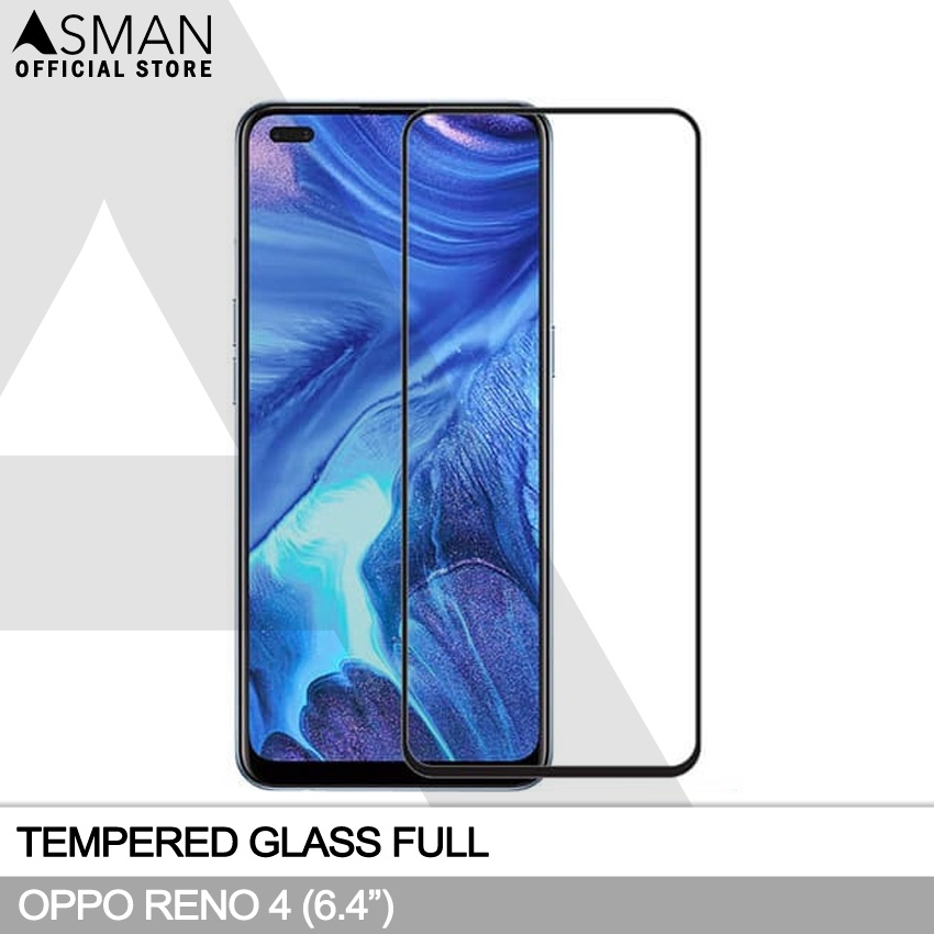 Tempered Glass Full OPPO Reno 4 (6.4&quot;) | Anti Gores Kaca - Hitam