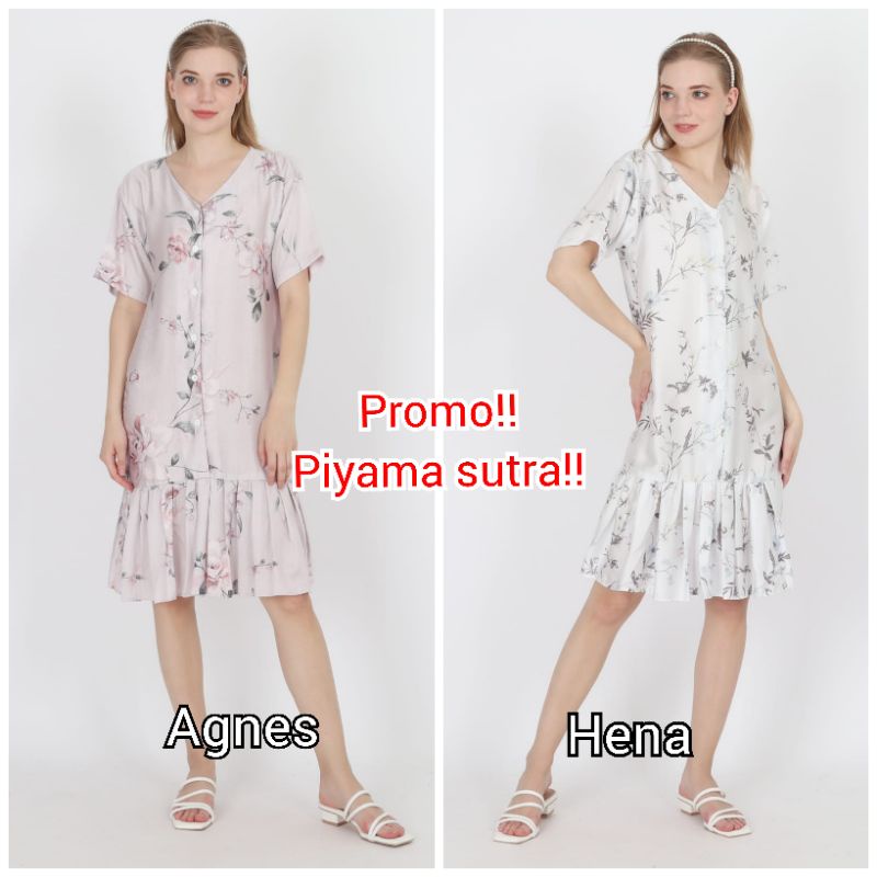 super promo!!piyama sutra organik original daster ruffle sutra organik baju tidur sutra