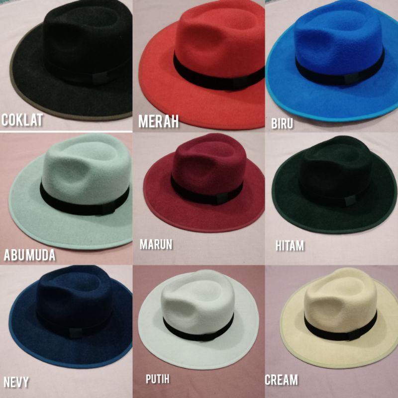 Topi fedora Panama hat lebar