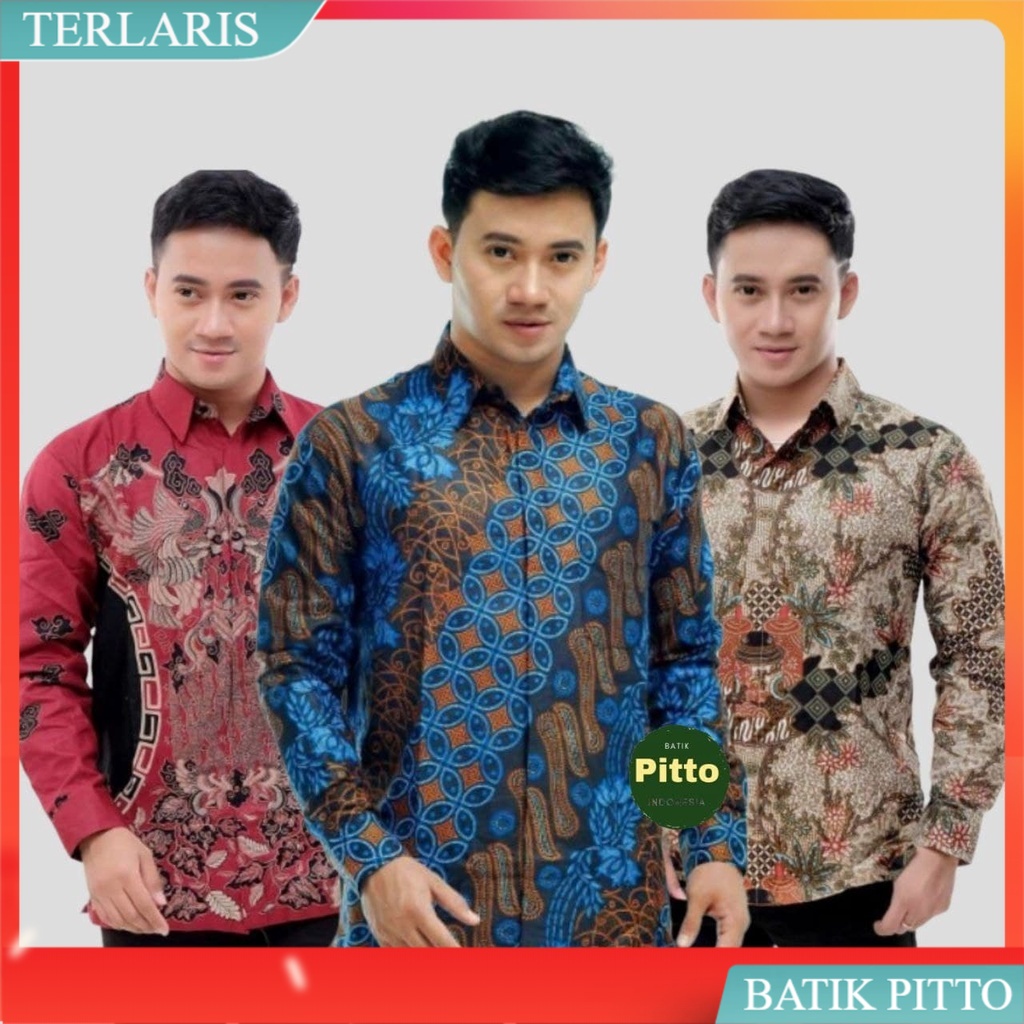 KEMEJA BATIK PRIA LENGAN PANJANG SIZE M L XL XXL BSWART BatiK HRB026 Kenongo Hem Strimin Coklat