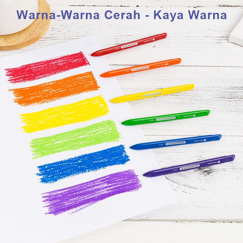 Deli Crayon 24 Warna Crayon Set Krayon Set Crayon Anak Warna Cerah Bentuk Segitiga Krayon Oil Pastel