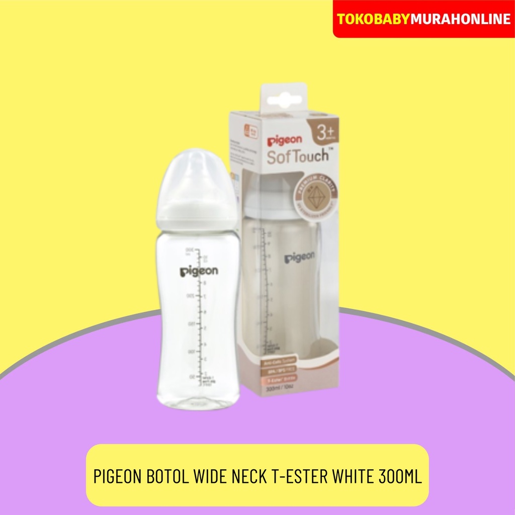 PIGEON BOTOL T-ESTER WIDE NECK 300ML WHITE W/ P-PLUS NIPPLE PR010856 / BOTOL SUSU