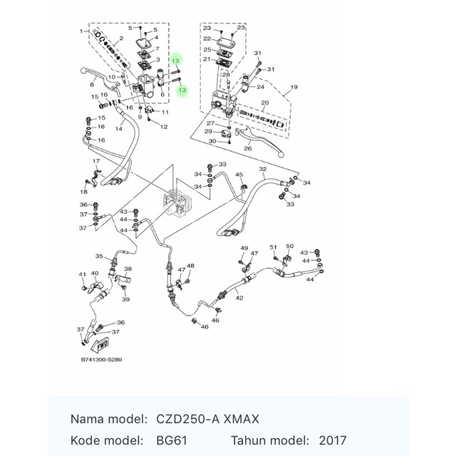 Baut Breket Dudukan Spion Kanan Xmax 95027-06025