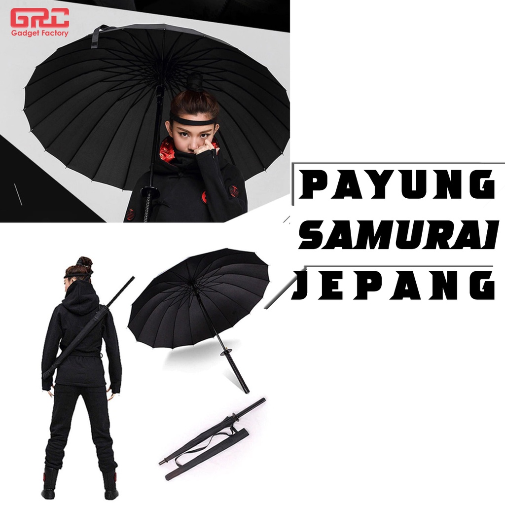 Payung Samurai Jepang Ninja Samurai Umbrella Katana Payung Besar Hitam