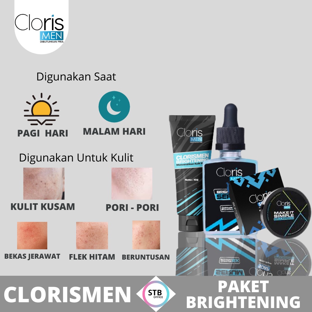 Clorismen Paket Lengkap Skincare Wajah Muka Pria Paket Brightening Series Mencerahkan Memudarkan Flek Wajah Pria Cloris Man Paket Acne Series Mengatasi Penghilang Jerawat Bekas Jerawat Bopeng Clorismen Parfum Parfume Handsome