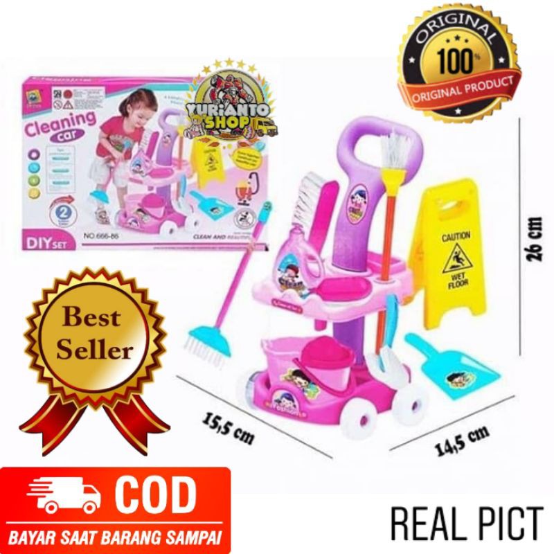 PROMO (COD) MAINAN ANAK PEREMPUAN CLEANING SET KANTONG - MAINAN SAPU SAPUAN CLEANING CAR-2
