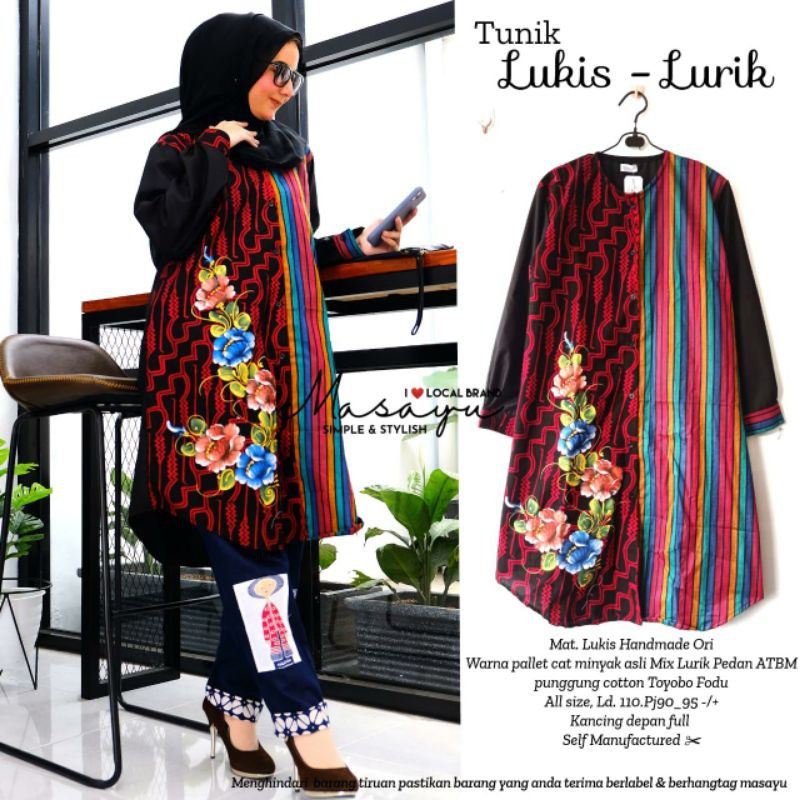 Tunik Batik Lukis Lurik / Tunik Gadisnya simbok by masayu / Tunik Batik Kombinasi