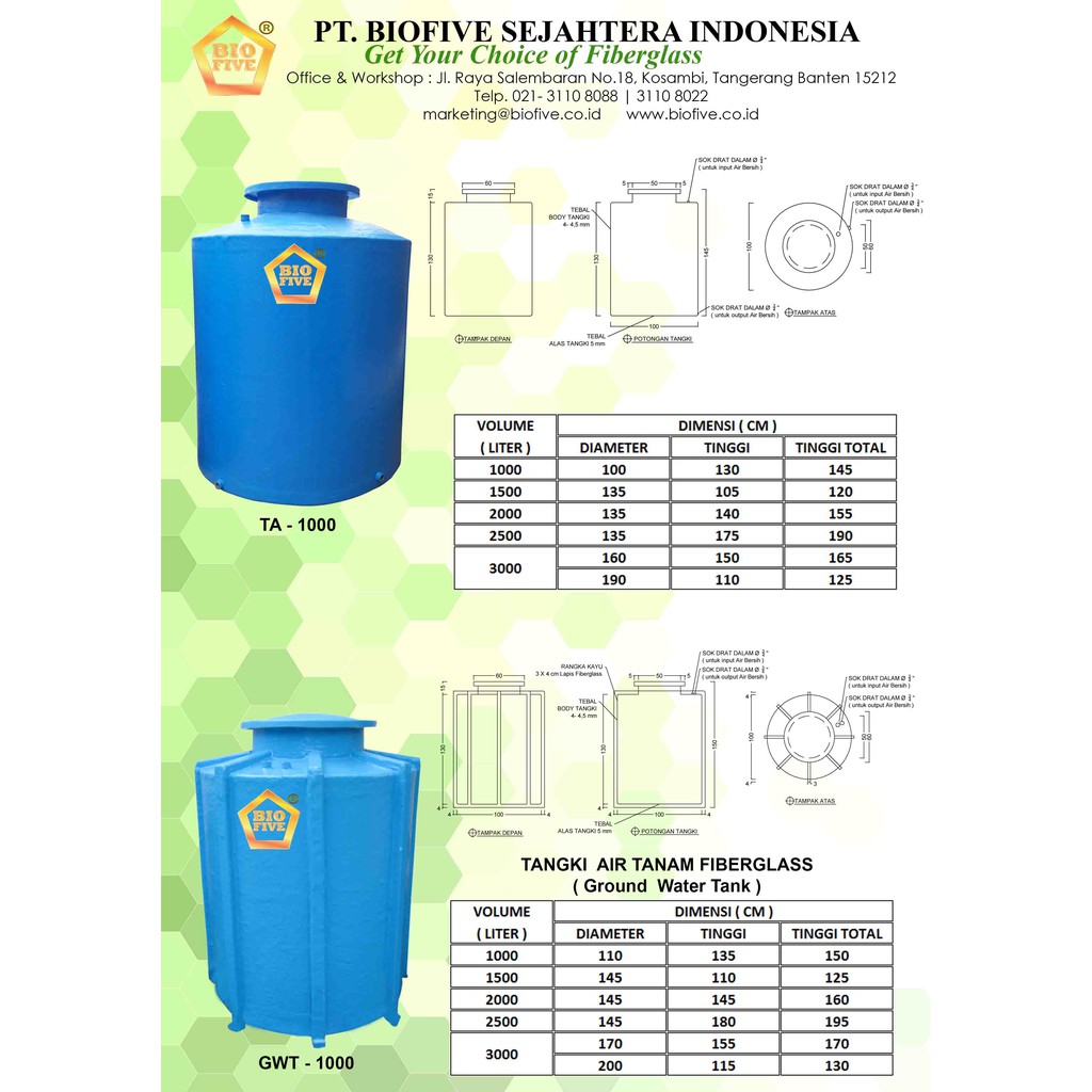 Toren Air Fiberglass 1000 Liter Termurah Shopee Indonesia
