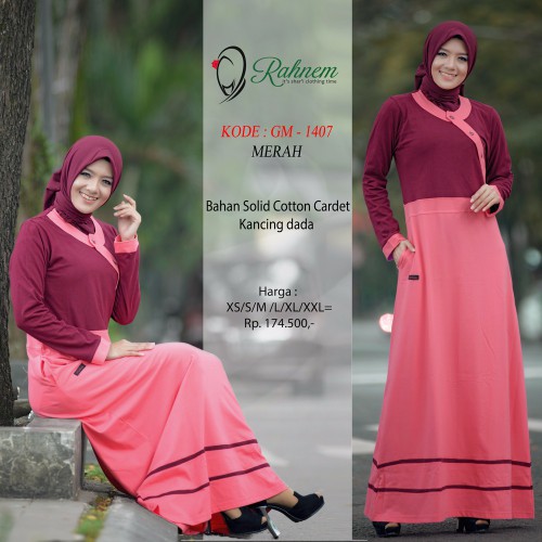Gamis kaos rahnem GM 1407 baju wanita gamis pesta gamis dewasa dress