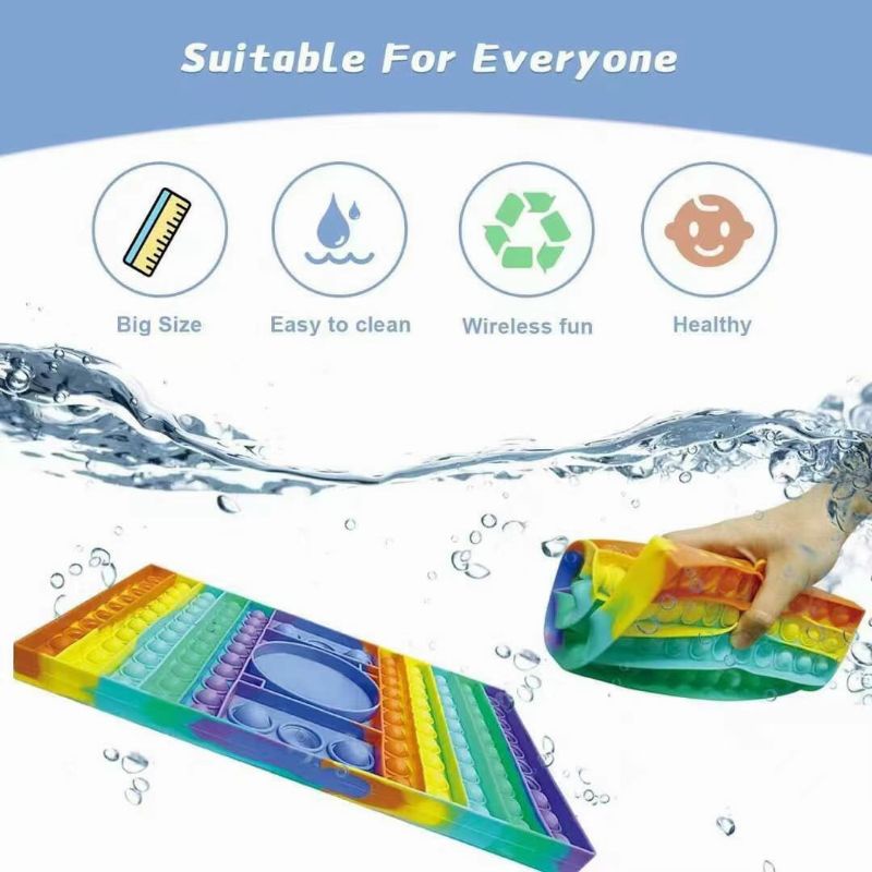 viralkan Mainan POP IT 2 PEMAIN super Jumbo rainbow panjang tebal 32 x 19 free 2 dadu games anak-3