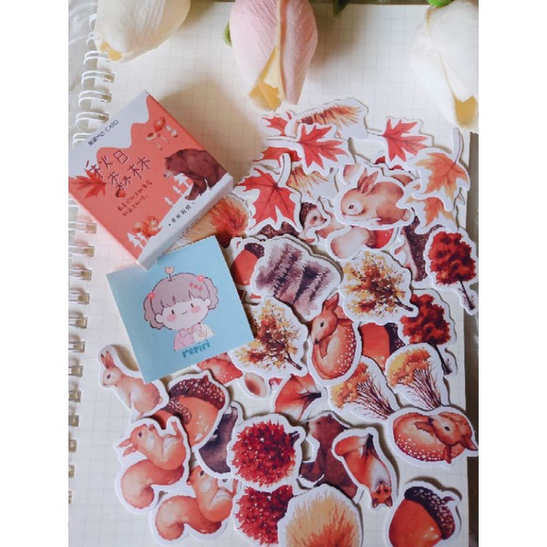 

10Pcs Sticker Motif Autumn Forest Orange Scrapbook