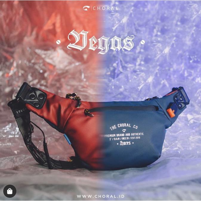 -SIAP KIRIM- WAIST BAG TAS SELEMPANG CHORAL VEGAS 2 FACES TAHAN AIR