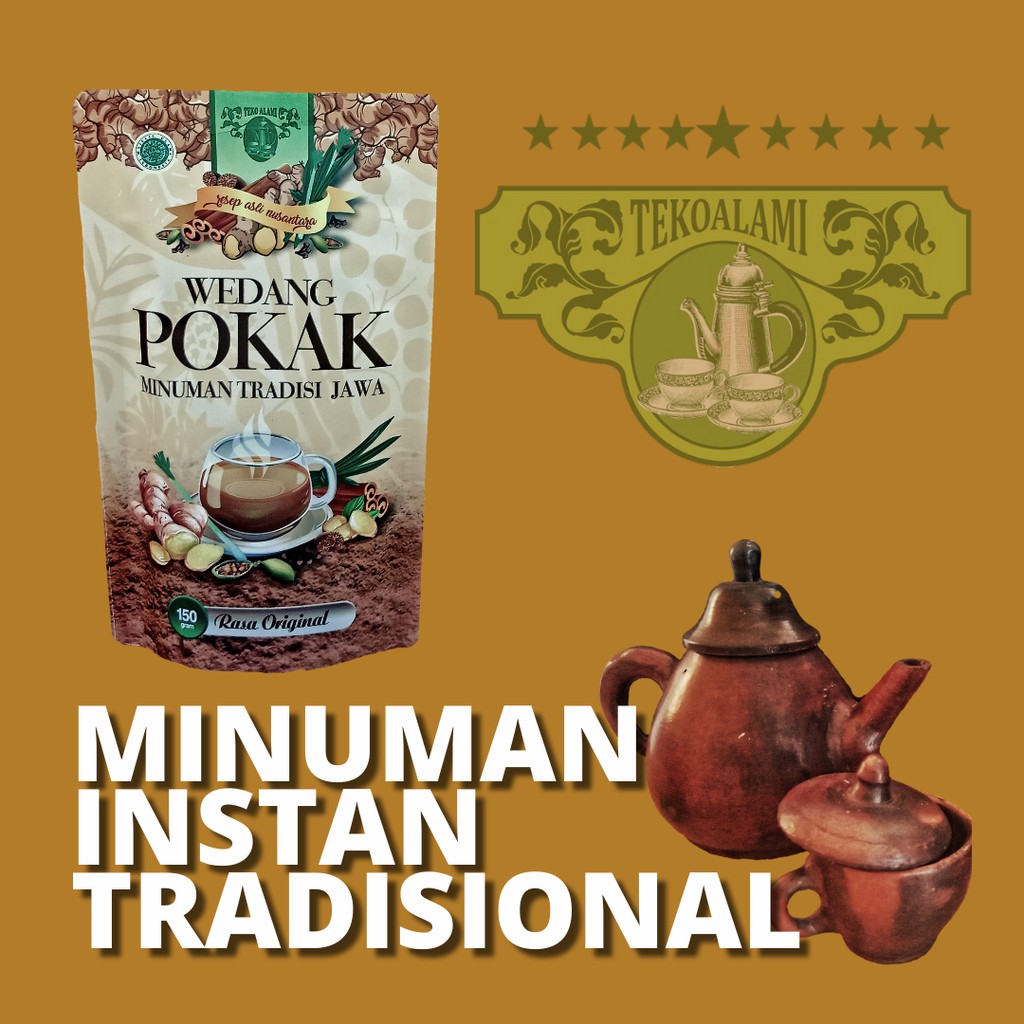 

minuman instan tradisional, wedang jahe bubuk komplit wedang pokak